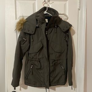Like new S13 Olive Green Parka with Faux Fur Trim